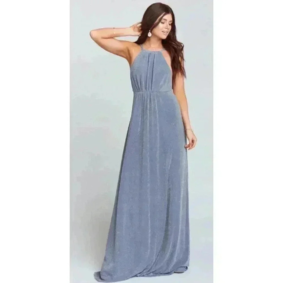SHOW ME YOUR MUMU Amanda Maxi Dress Dancing Queen Shine Smoke Gray - MED - NWT - Picture 1 of 4